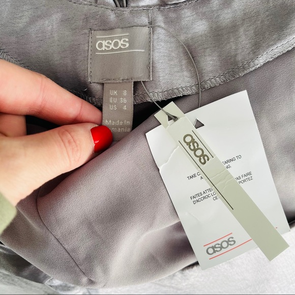 Asos Dark Gray Satin Cowl Back Midi Dress - Picture 8 of 8